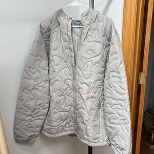 Hooded Light Gray Quilted Jacket